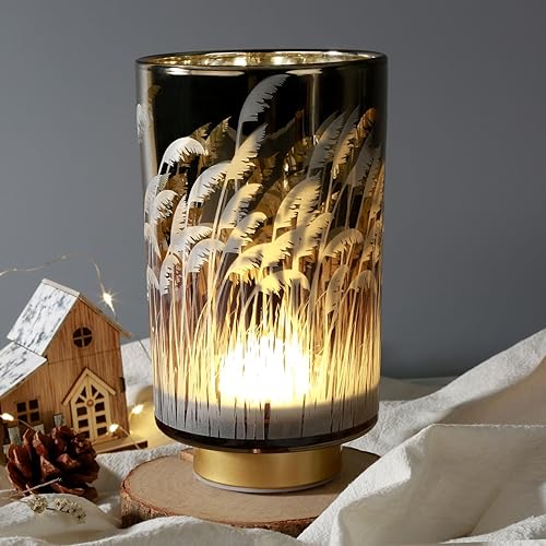 Miniatura 20 de Eywamage Pequeña lámpara de mesa con pilas con control remoto, lámpara de cristal inalámbrica de ciervo del bosque para dormitorio, sala de estar,