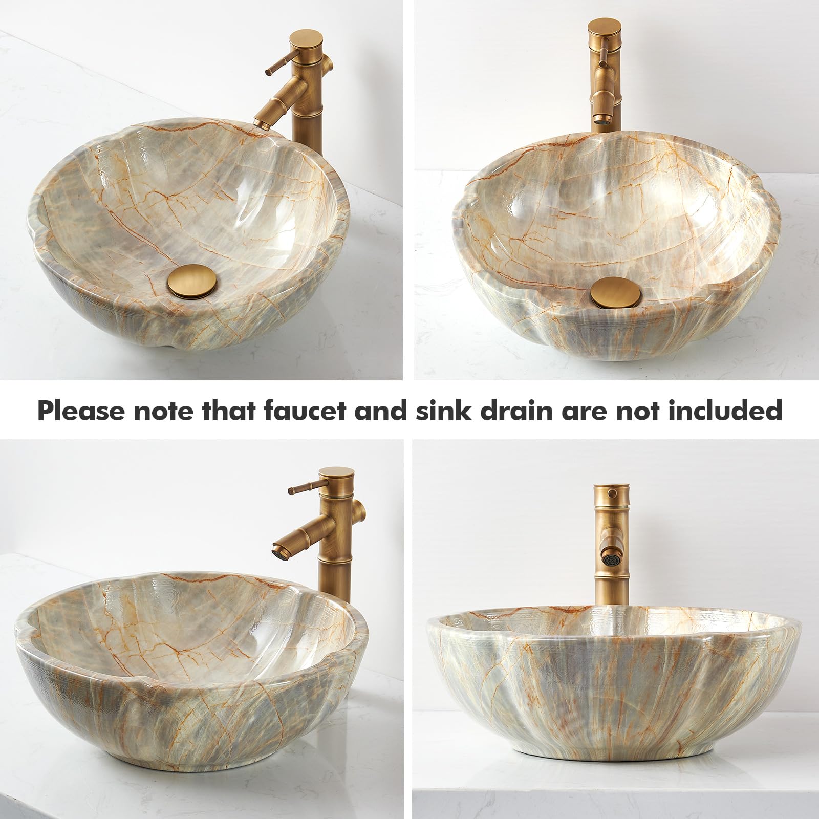 Lavabo da bagno in ceramica FCH7020 a forma di petale, 420 x 150 mm, fatto a mano, colore giada