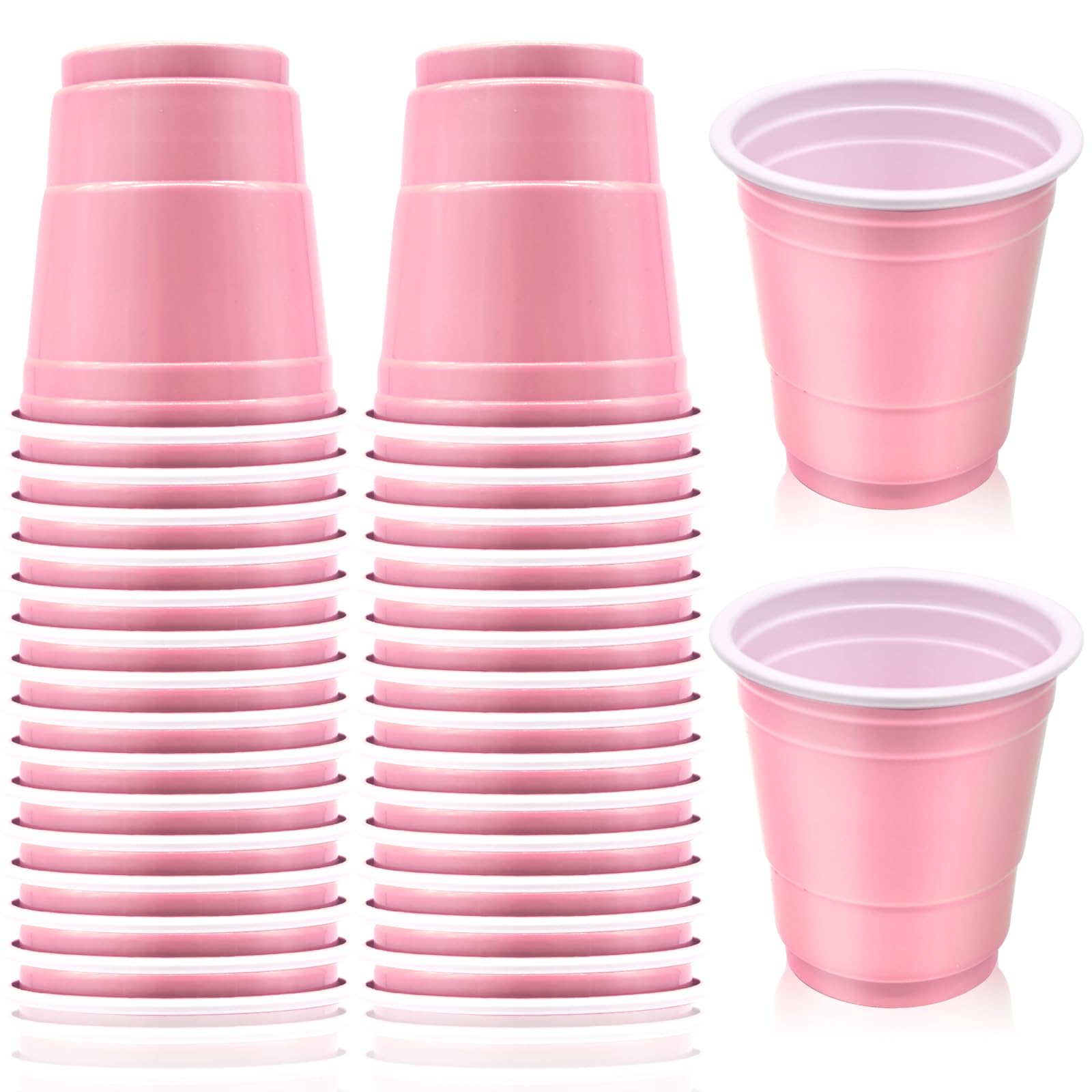Yaure Joy 30 Pcs Disposable 2oz Shot Glasses Plastic Cups for Wedding, Graduation Party, Beer Sample Taste Serving, Birthday (Light Pink)