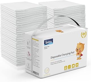 Zdolmy Disposable Changing Pad Liners 100 Pack - Super Soft, Ultra Absorbent Waterproof Pads for Mess-Free Baby Diaper Changes (White, 13x18")