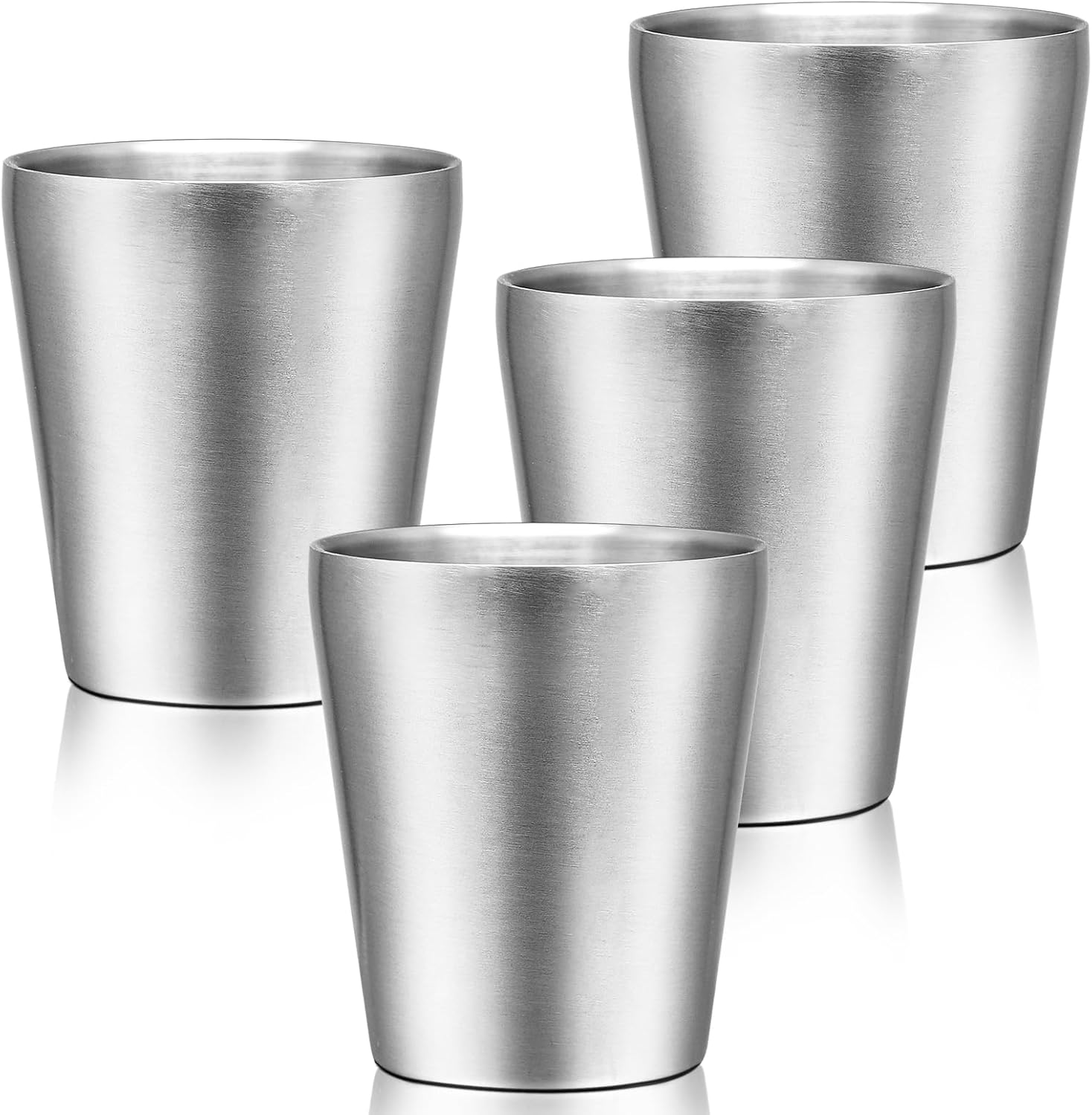 Offiper Metal Drinking Cups, 10 oz Insulated Tumbler, 4 Pack Double Wall Unbreakable Stackable Water Tumblers Insulated Stainless Steel Cups Premium Glasses for Travel Camping Home Outdoor