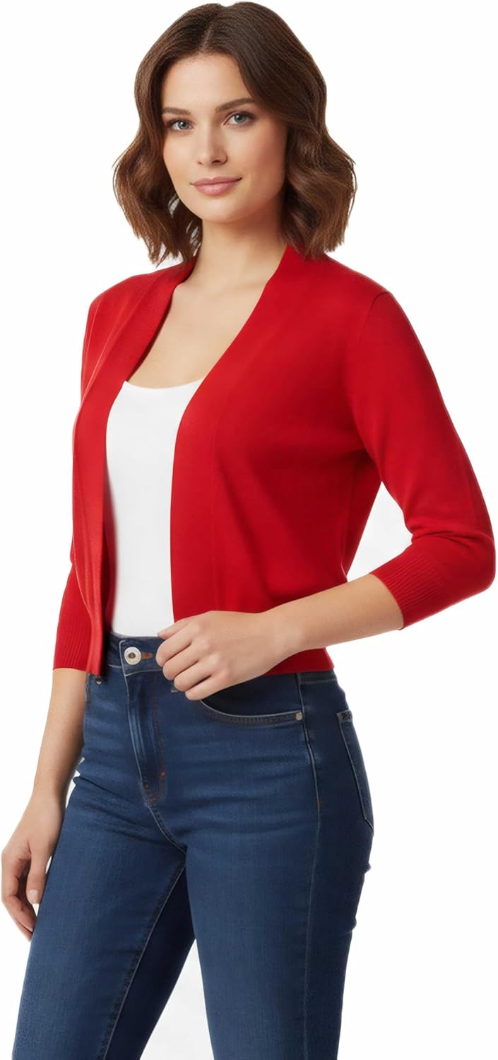 Allsense Women's 3/4 Sleeve Cropped Bolero Shrug Cardigan - Image 2