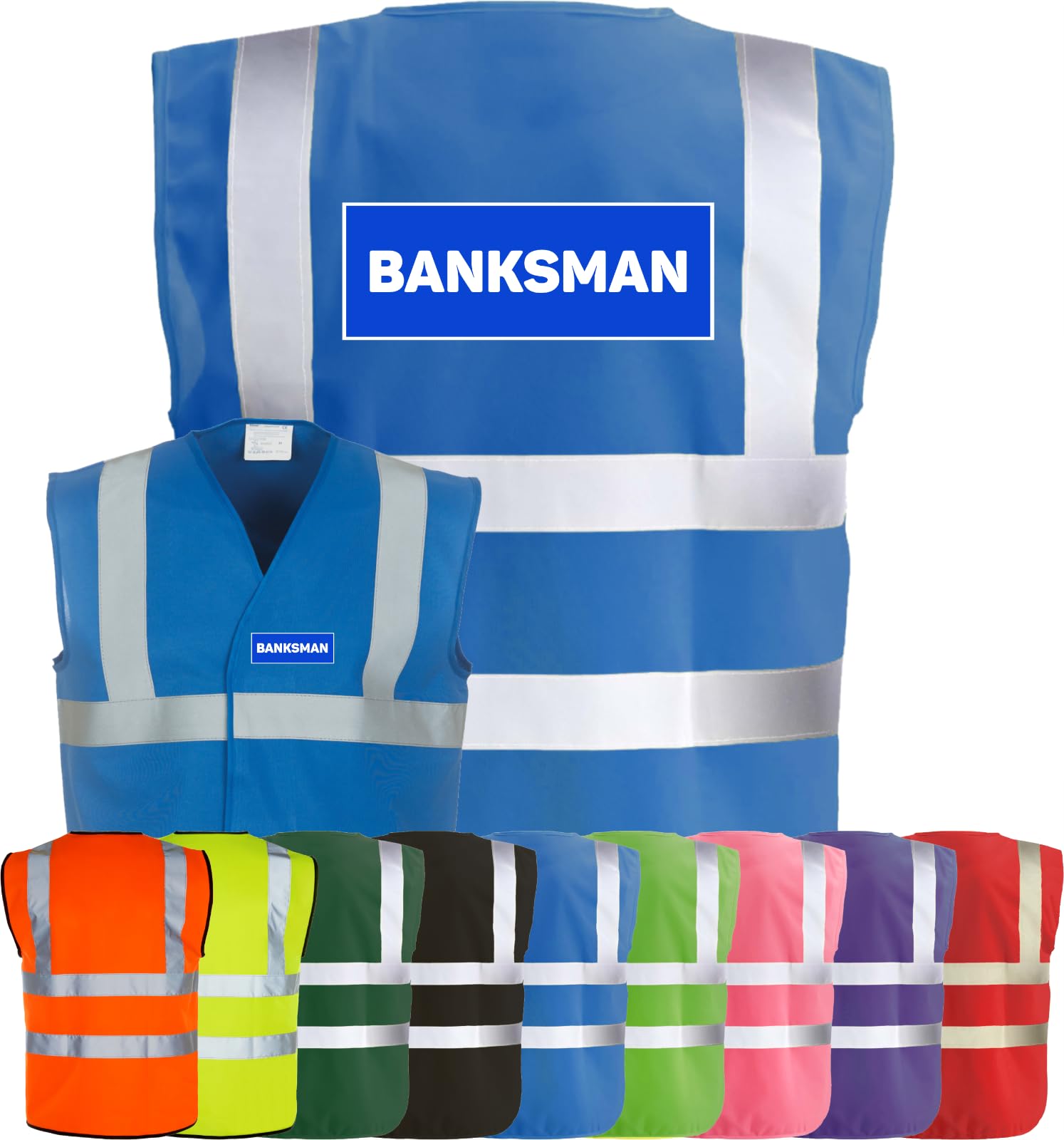 Corporate Togs BANKSMAN Printed Waistcoat - Hi-Vis Safety Vest Tabard, Brace Hi-Vis Strips, Fully EN471 Health, Protective Safety Wear | Safety Apparel