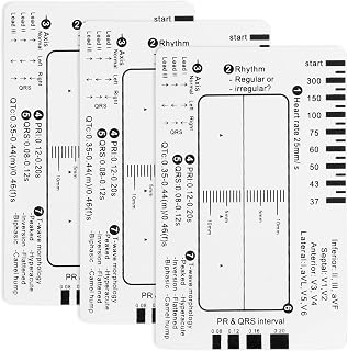 3pcs ECG 7 Step Ruler, Transparent EKG Calipers Ruler, Electrocardiogram Card Portable Plastic Measuring Tool for EKG Interpretation
