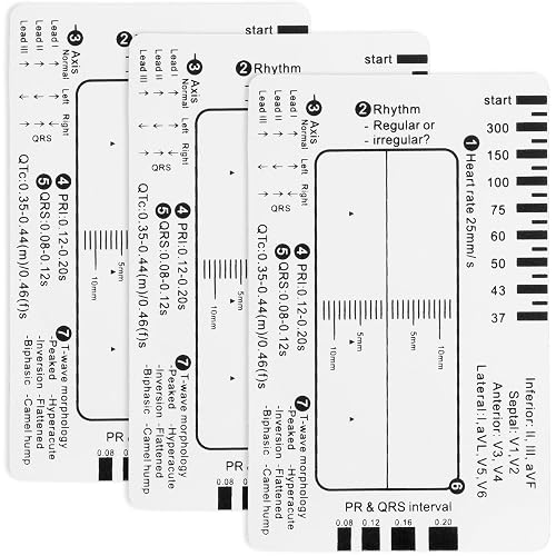 BEIQIYA 3pcs ECG 7 Step Ruler, Transparent EKG Calipers Ruler