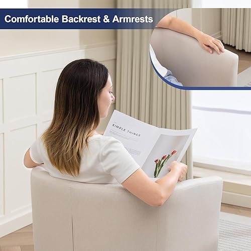 Miniatura 5 de Accent - Juego de 2 sillas de barril, modernas y cómodas sillas de sala de estar con reposabrazos, silla de lectura pequeña con acolchado suave y