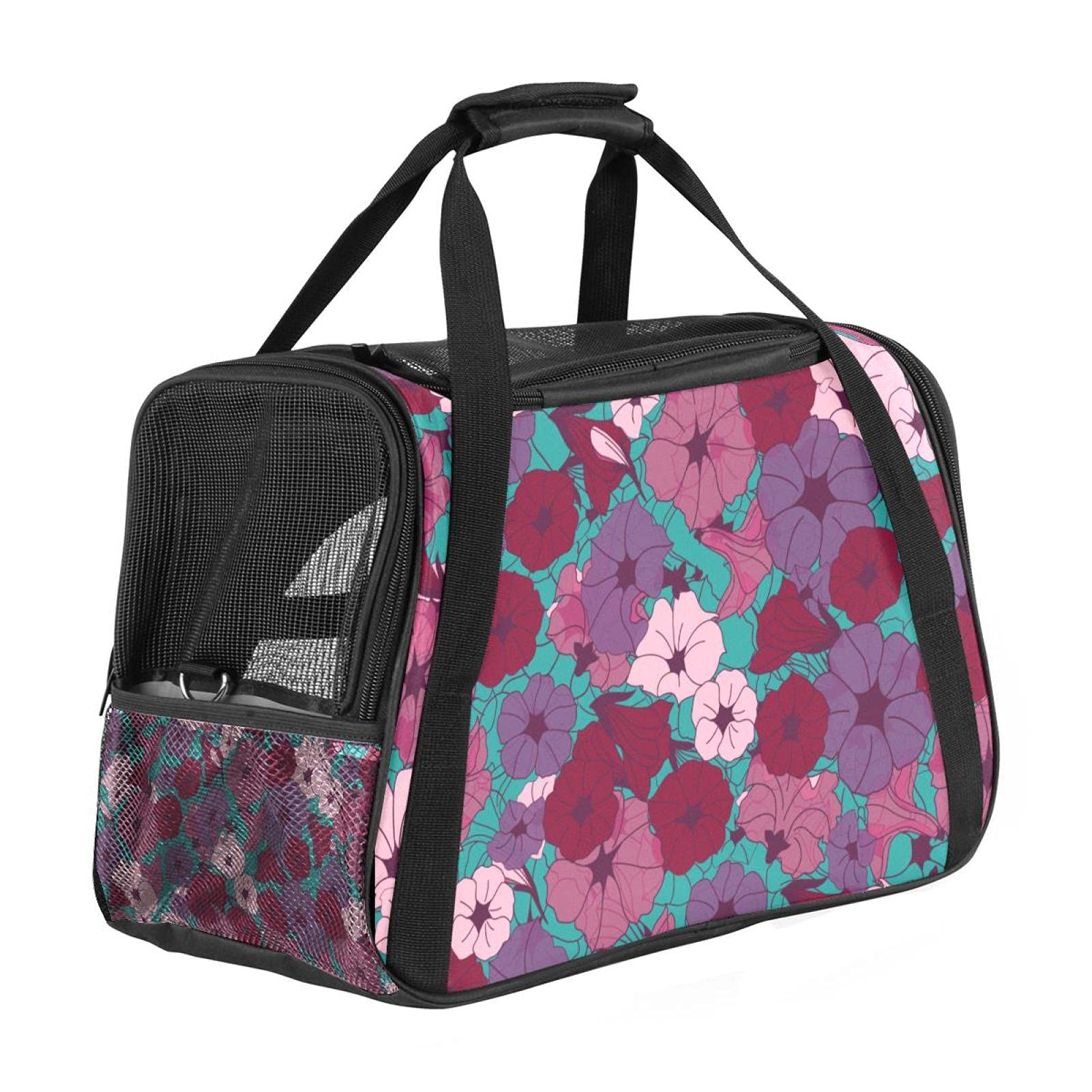 Sac de transport pour chat aux motifs pétunia idéal pour les vacances