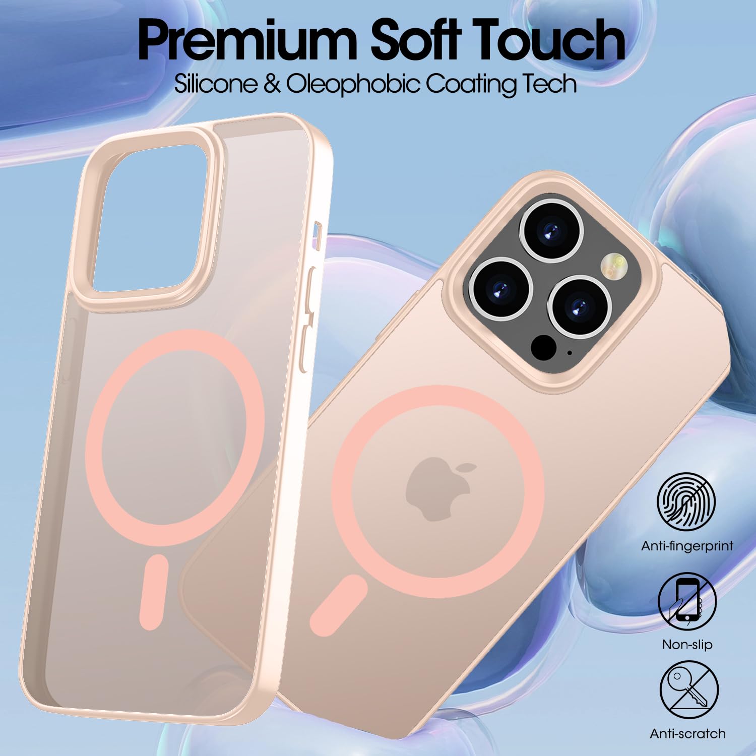 WXX for iPhone 15 Pro Max Case - Magnetic, All-round Protection, Translucent Back Case - Pink - Image 2