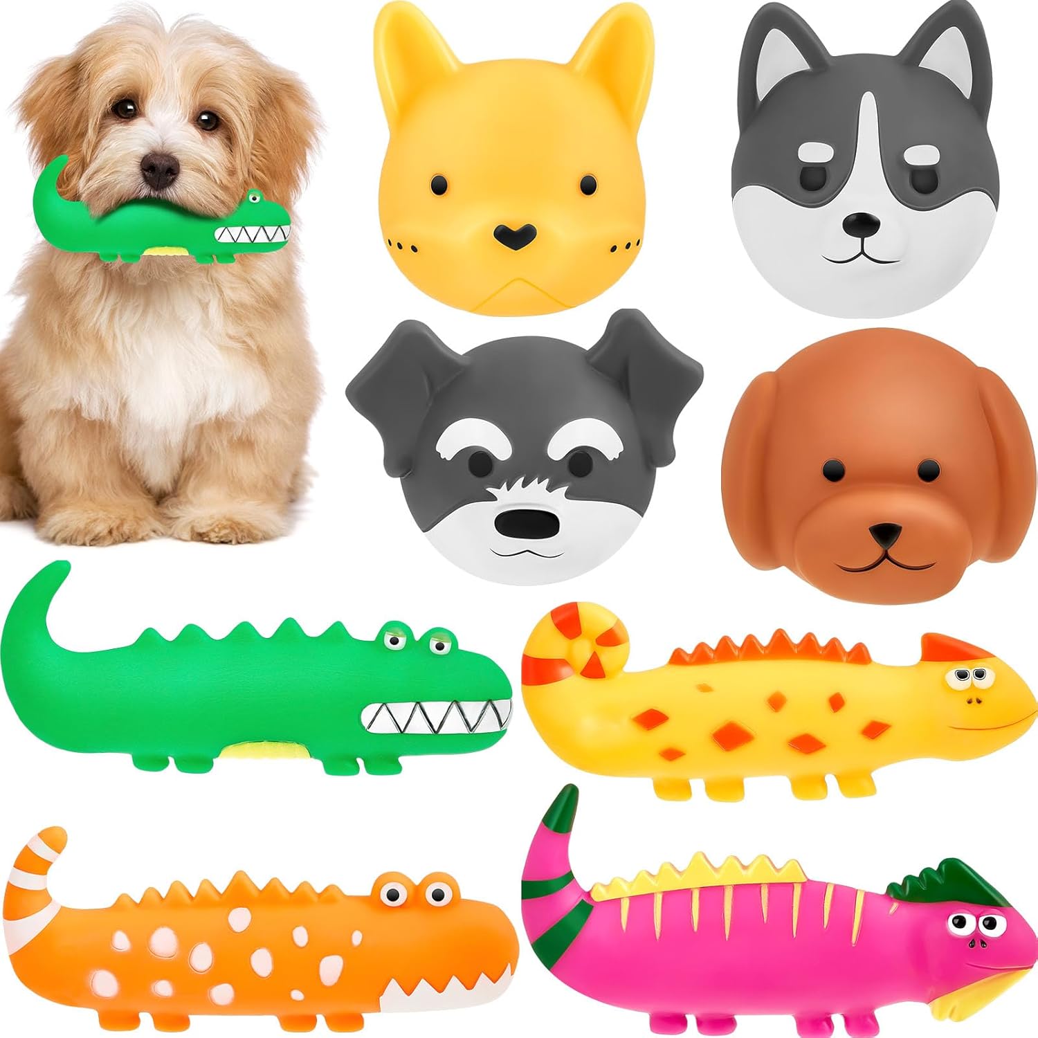Pet Supplies Wettarn 9 Pack 7 Inch Squeaky Latex Dog Toys Standing