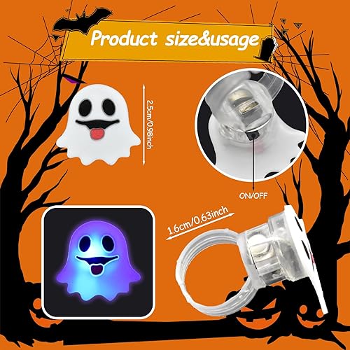 Miniatura 3 de 50 anillos de Halloween iluminados y brillantes, 50 piezas de regalos de fiesta de Halloween, anillos LED intermitentes de Halloween, anillos de