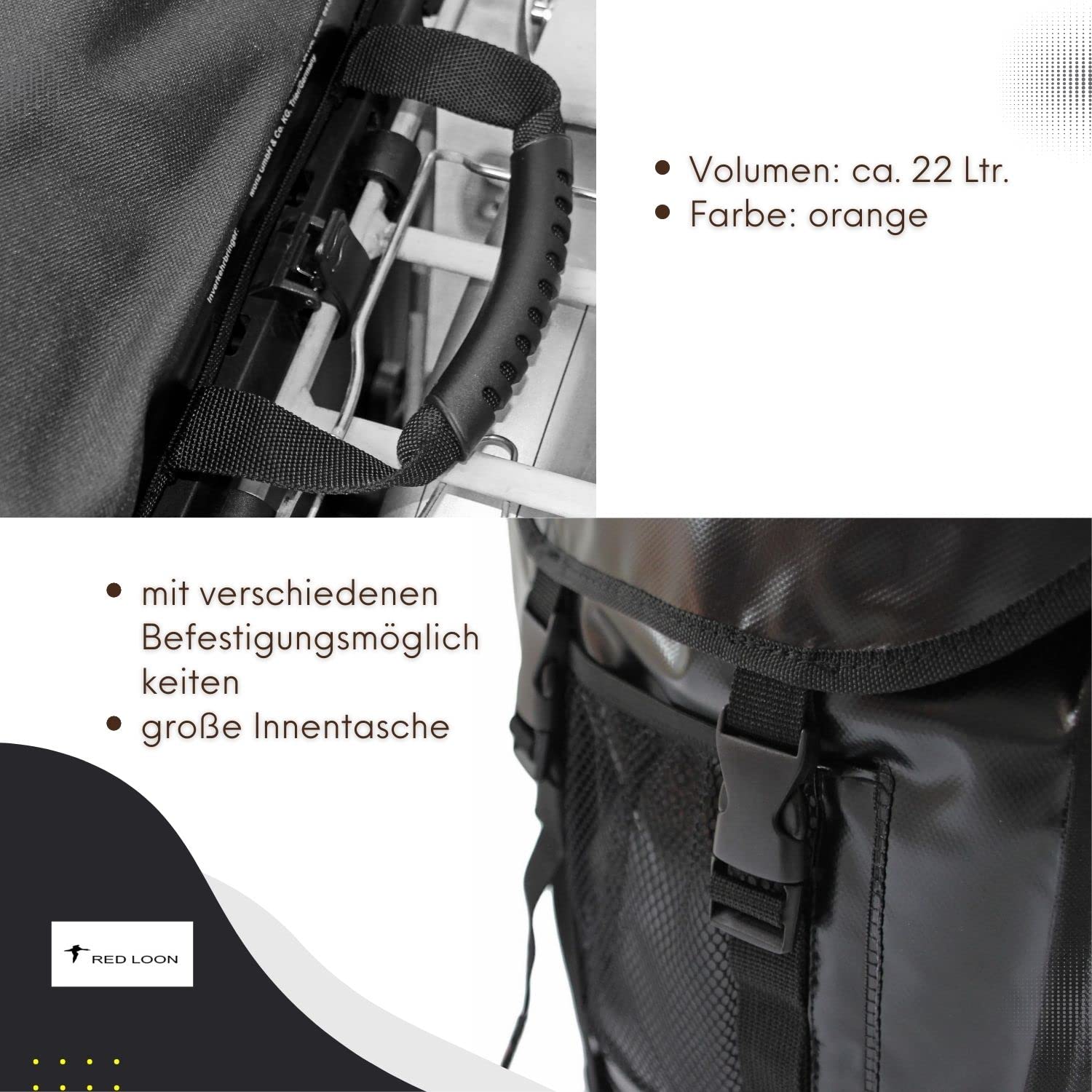 Red Loon Pro Fahrradrucksack Rad Rucksack LKW-Plane reißfest wasserdicht, Farbe:Orange, Herstellernummer:VDP64148