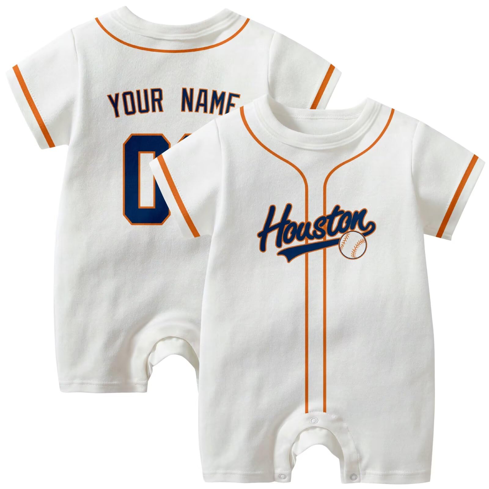 KREDE Baby Clothes Unisex White Bodysuit Rompers Custom Name Number for Baby Boys