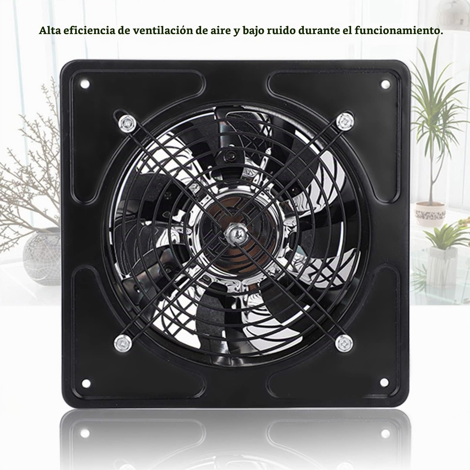 Ventilador de escape montado en la pared 190 mm 40 W 220 V Bajo nivel de ruido Súper silencioso Hogar Baño Cocina Ventilación Garaje Ventilación de aire Ventila Extractor axial de flujo(Negro)