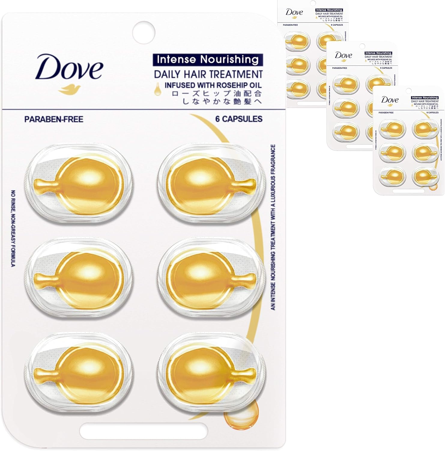 Dove Intense Nourishing Daily Hair Treatment Capsules with Rosehip, Argan & Babassu Oil, Paraben-Free, 6 Capsules | Deep Repair & Smoothness for Dry, Damaged Hair-picture-36