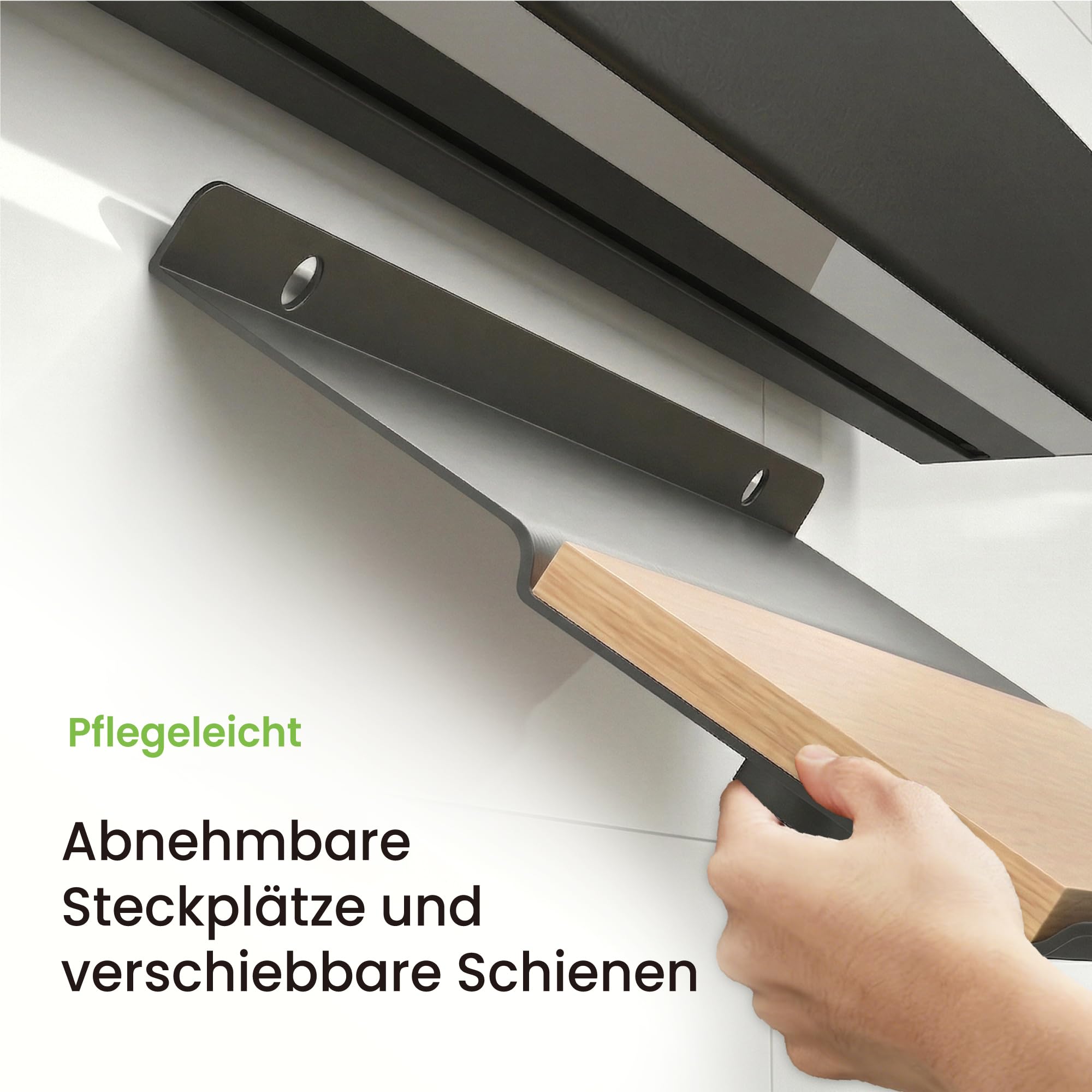 Mai & Mai 2-Stöckiges Gewürzregal mit Topfdeckelhalter und Besteckhalter | Küchen Organizer abnehmbar, Küchenregal Wand Metall inkl. Handyhalter und 5 Haken, Schiene 82 cm Grau Reglo-09-11-12