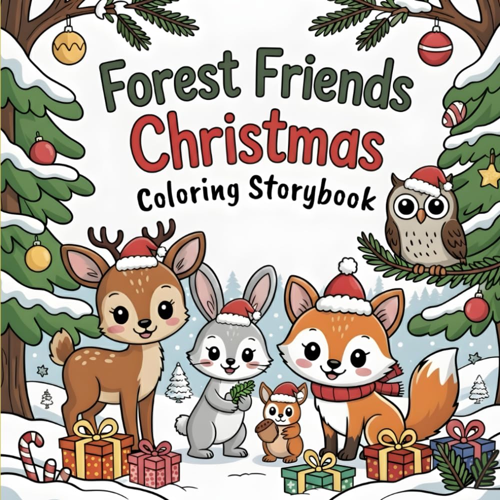 Forest Friends: Christmas Coloring Storybook