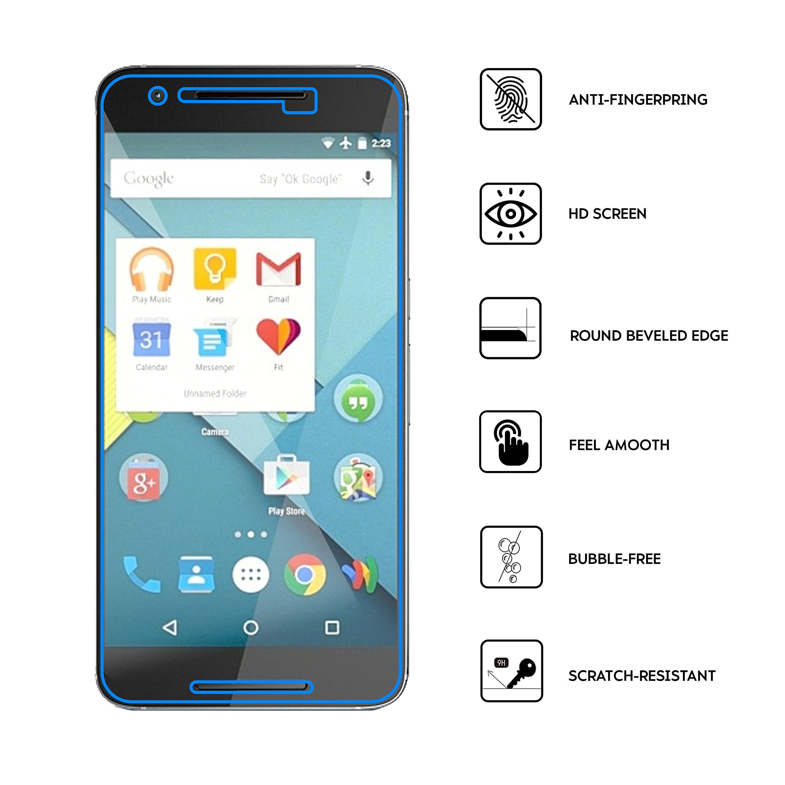 N NEWTOP Screen Protector Compatible with Huawei Nexus 6P, Glass Film 0