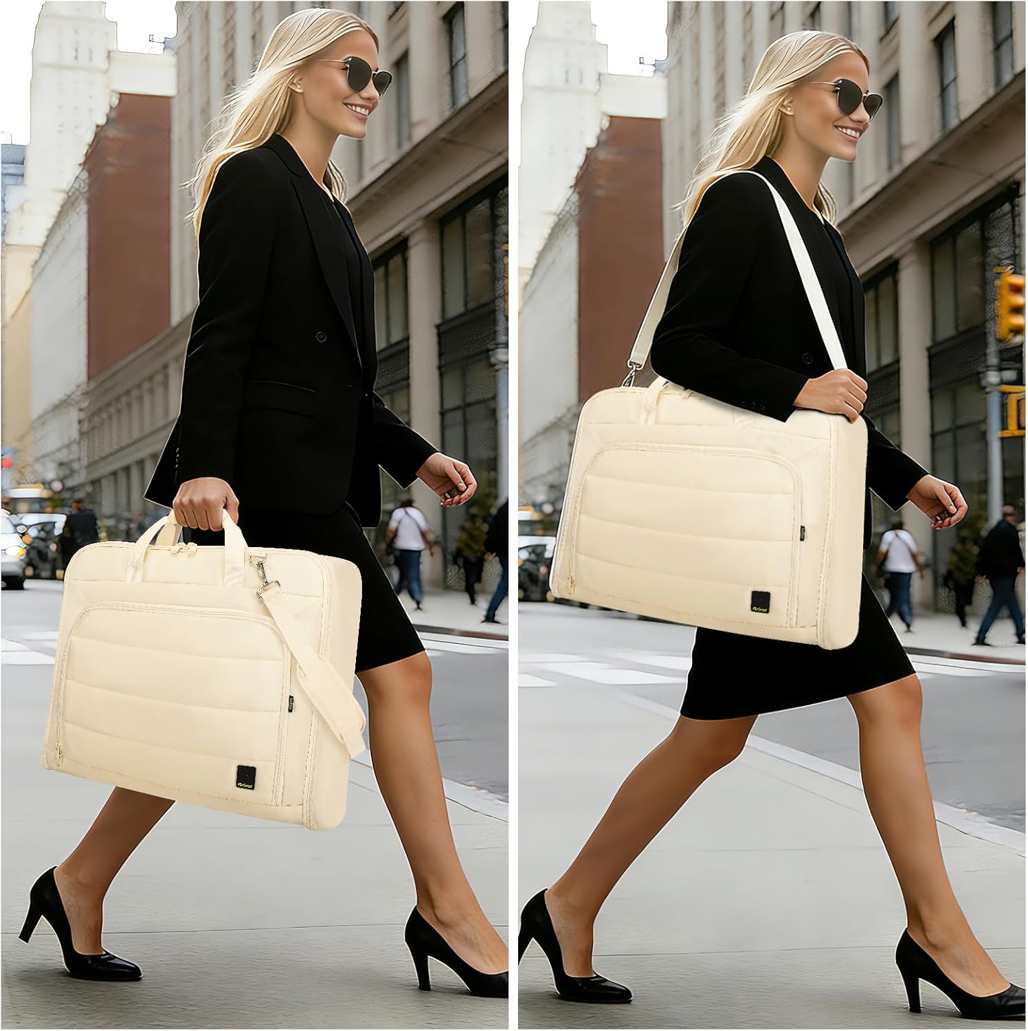 Travel Garment Bag for women,Lightweight Puffy Carry on Garment Bag for Hanging Clothes,44.7'' Waterproof Travel Suit Bag with Shoulder Strap,2 in 1 Foldable Duffle Bag,Khaki