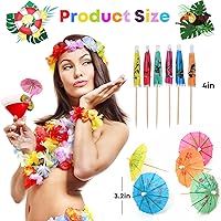 Vista 2 de ALINK Púas de paraguas para bebidas de cóctel, 200 piezas de paraguas de cóctel para bebidas, mini paraguas de papel para bebidas Luau, sombrillas