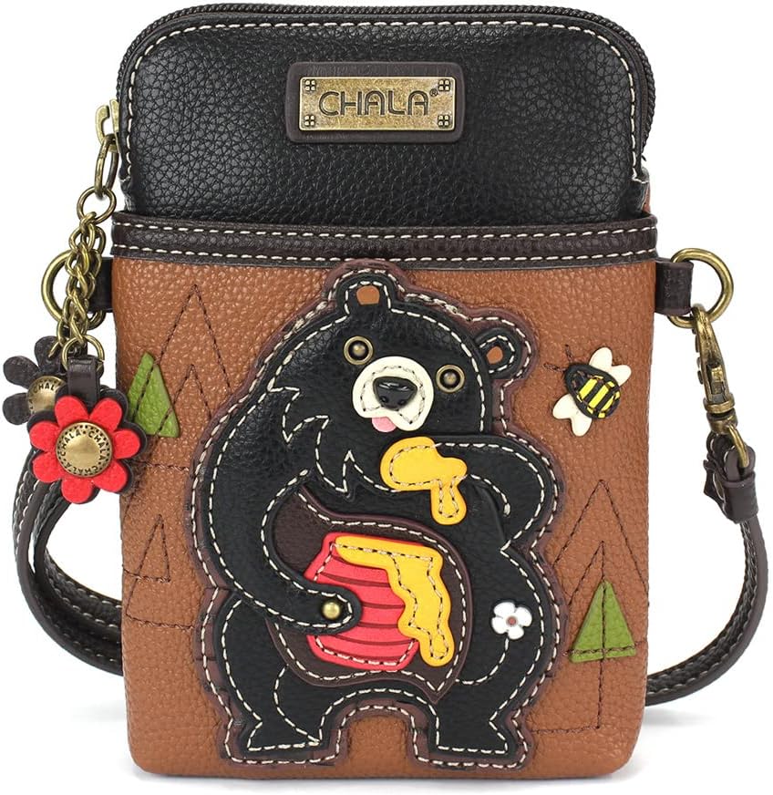 CHALA Wilderness Animal Collection Cell Phone Crossbody Purse-Women PU Leather/Canvas Multicolor Handbag w/Adjustable Strap