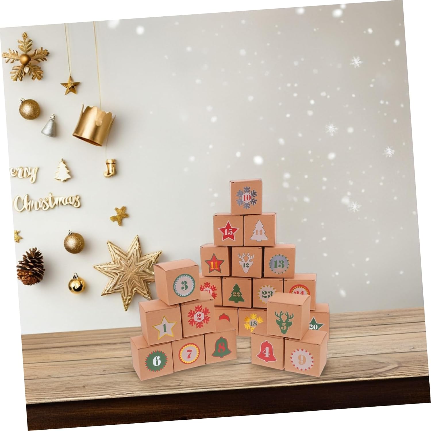 Amosfun 1Set Compartments for Christmas Countdown Refillable Candy Container for Adults Festive Holiday Decoration