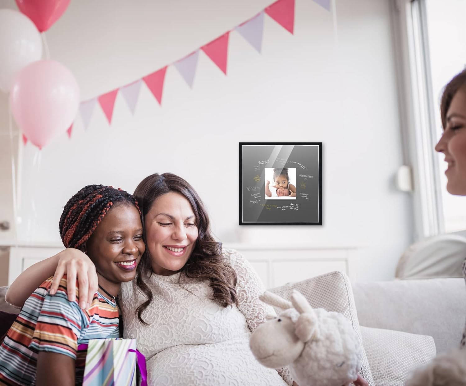 20x20 Square Black Autograph & Signature Picture Frame With Black Square Opening Photo Mat for 8x8 Pictures Wooden Picture Frames - Birthday, Baby Shower, Memorial Signing Board, Matted Frame