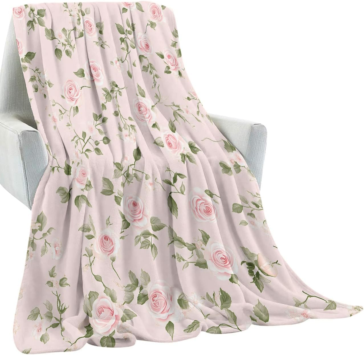 Floral Pink Rose Blanket Gifts for Kids Adult Women,Romantic Flower Vintage Throw Blankets,Soft Comfy Lightweight for Room Couch Bed Sofa Modern Classic Decor,Nature Lover 60x50in - Image 2