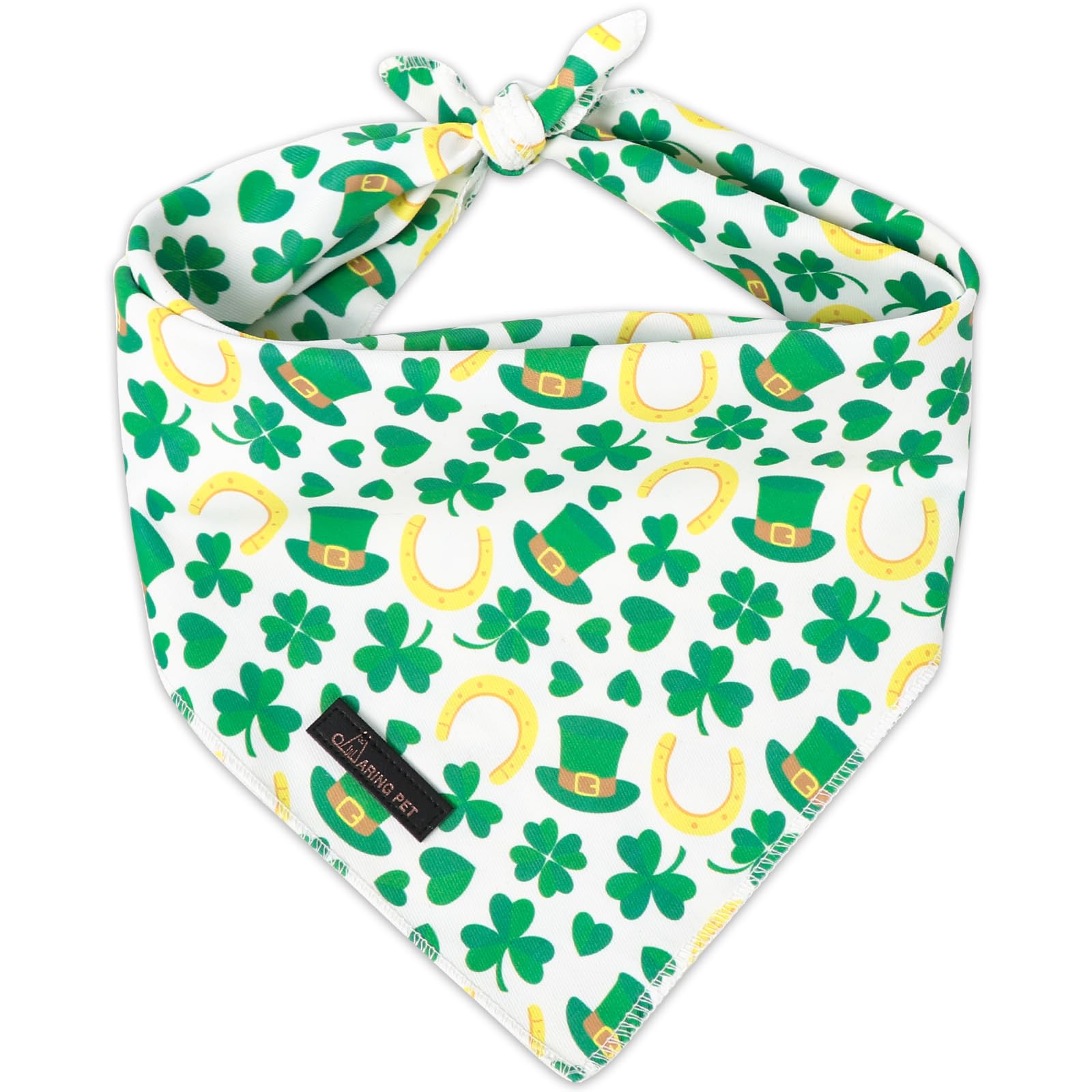 ARING PET St Patrick's Day Dog Bandana, Cute Green Shamrocks Pet Bandanas Scarf Triangle Bibs Handkerchief for Puppy Small Medium Large Boy Girl Dogs-L