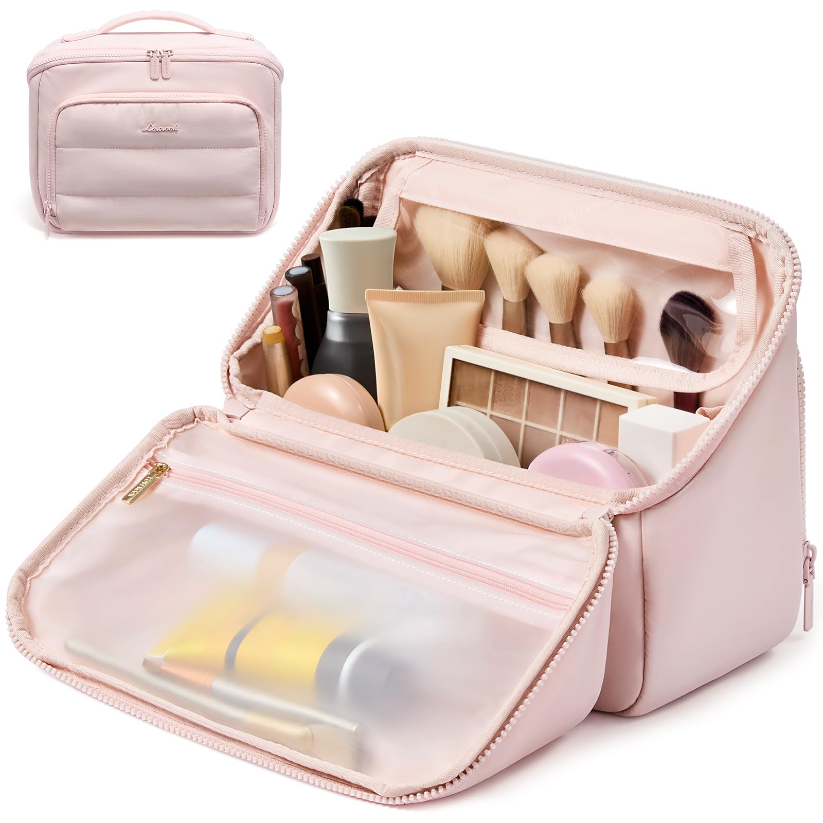 LOVEVOOK Travel Makeup Bag for Women, Puffy Toiletry Bag for Traveling