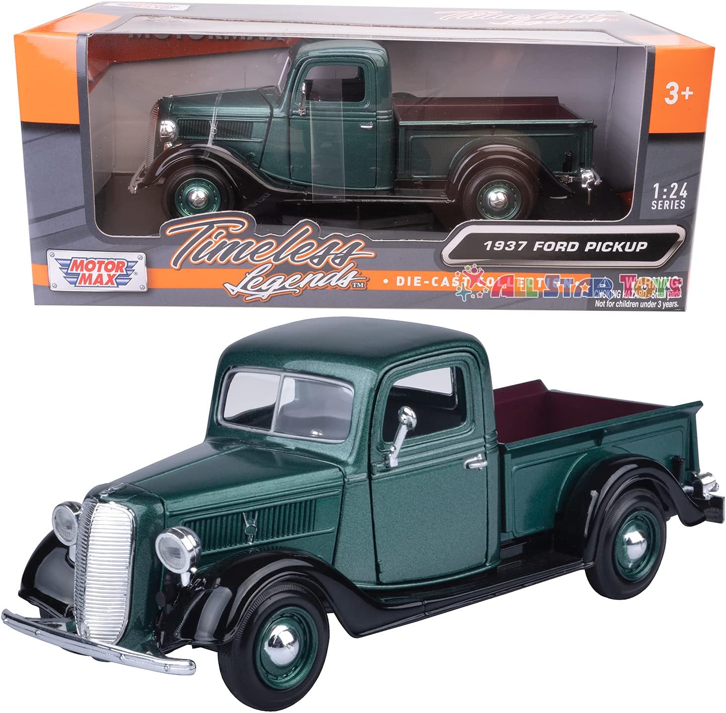 1937 Ford Pickup Truck Green 1:24 Diecast Car