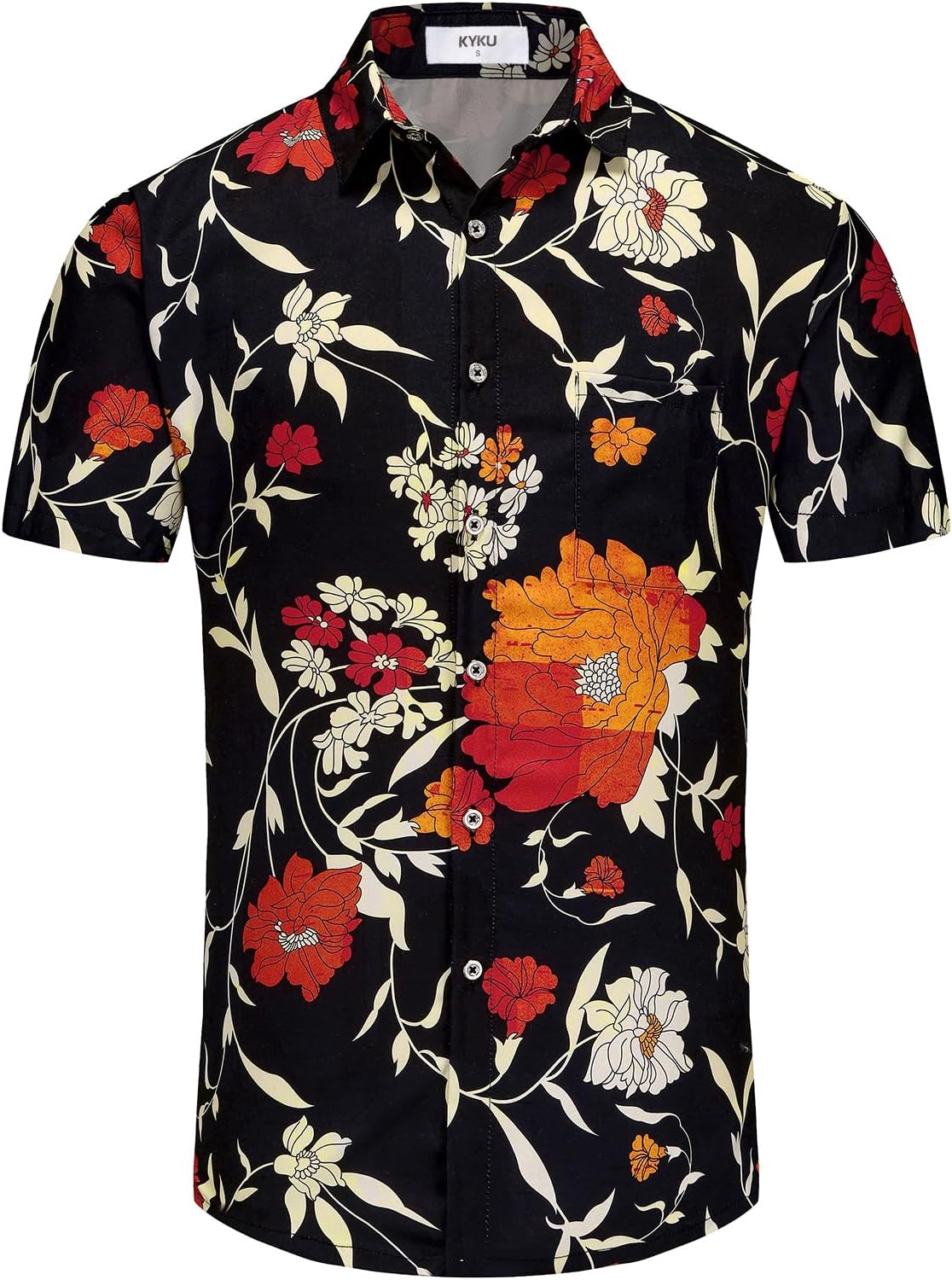 KYKU Hawaiian Shirt for Men: Beach Vacation Summer Short Sleeve Button Down Mens Shirts Casual Stylish - Image 3