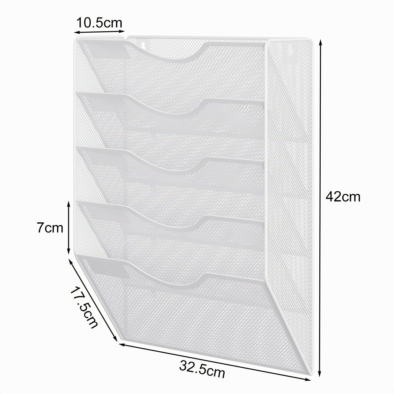 EasyPAG 5 Fächer Metall A4 Zeitschriftenhalter Wand Zeitschriften Wandhalter Aktenablage Dokumentenhalter Hängend Magazin Organizer Flyerhalter Prospektspender,Weiß