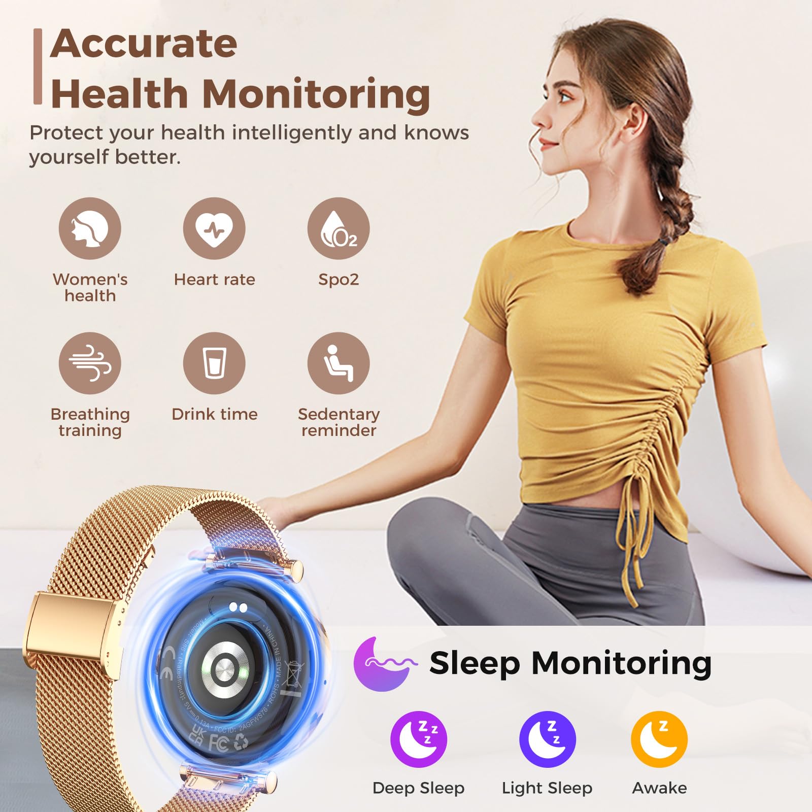 Reloj Inteligente Mujer, 2025 Nuevo Smartwatch Mujer con Llamadas, Smart Watch Ciclo Menstrual/Monitor de Sueño/SpO2/Podómetro/110+ Modos Deportivos, IP68 Impermeable Reloj Deportivo para Android iOS