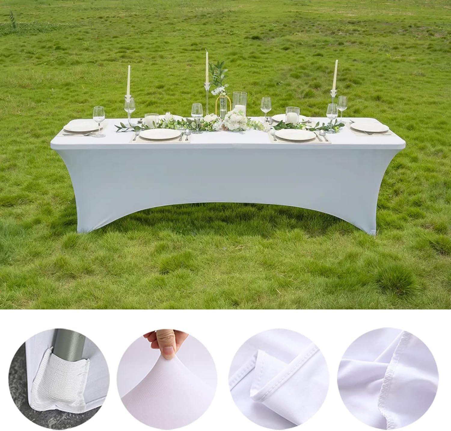 Spandex Tafelkleed 183cm X 75cm, 6ft Polyester Rechthoekig Tafelkleed Rekbaar Tafelkleed Bruiloft Feest Keuken Decoratie Wit Spandex Tafelkleed 183cm X 75cm, 6ft Polyester Rechthoekig Tafelkleed Rekbaar Tafelkleed Bruiloft Feest Keuken Decoratie Wit