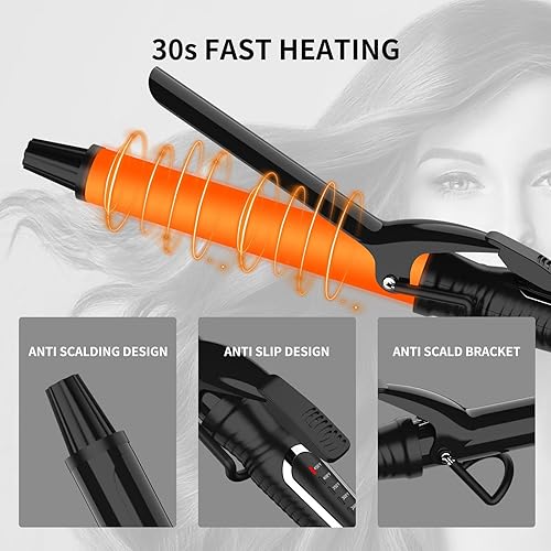 Miniatura 9 de Rizador de pelo de 1 14 pulgadas con abrazadera, barril de revestimiento de cerámica, pantalla LED de temperatura ajustable para cabello largo,