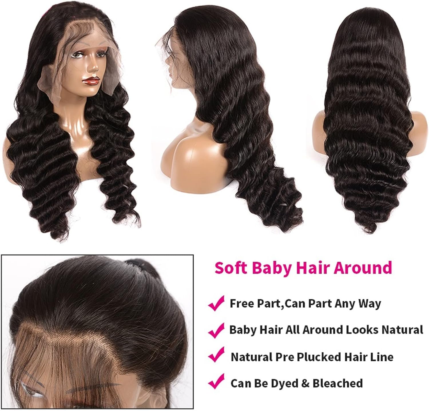 Women Wigs Brazilian Loose Deep Wave Lace Wig 14-32 Inches Lace Frontal Wig HD Transparent Lace Frontal Human Hair Wigs for Women Remy Human Hair Lace Wig Human Hair Wig (32inches 13x5X1 Lace Wig 180)