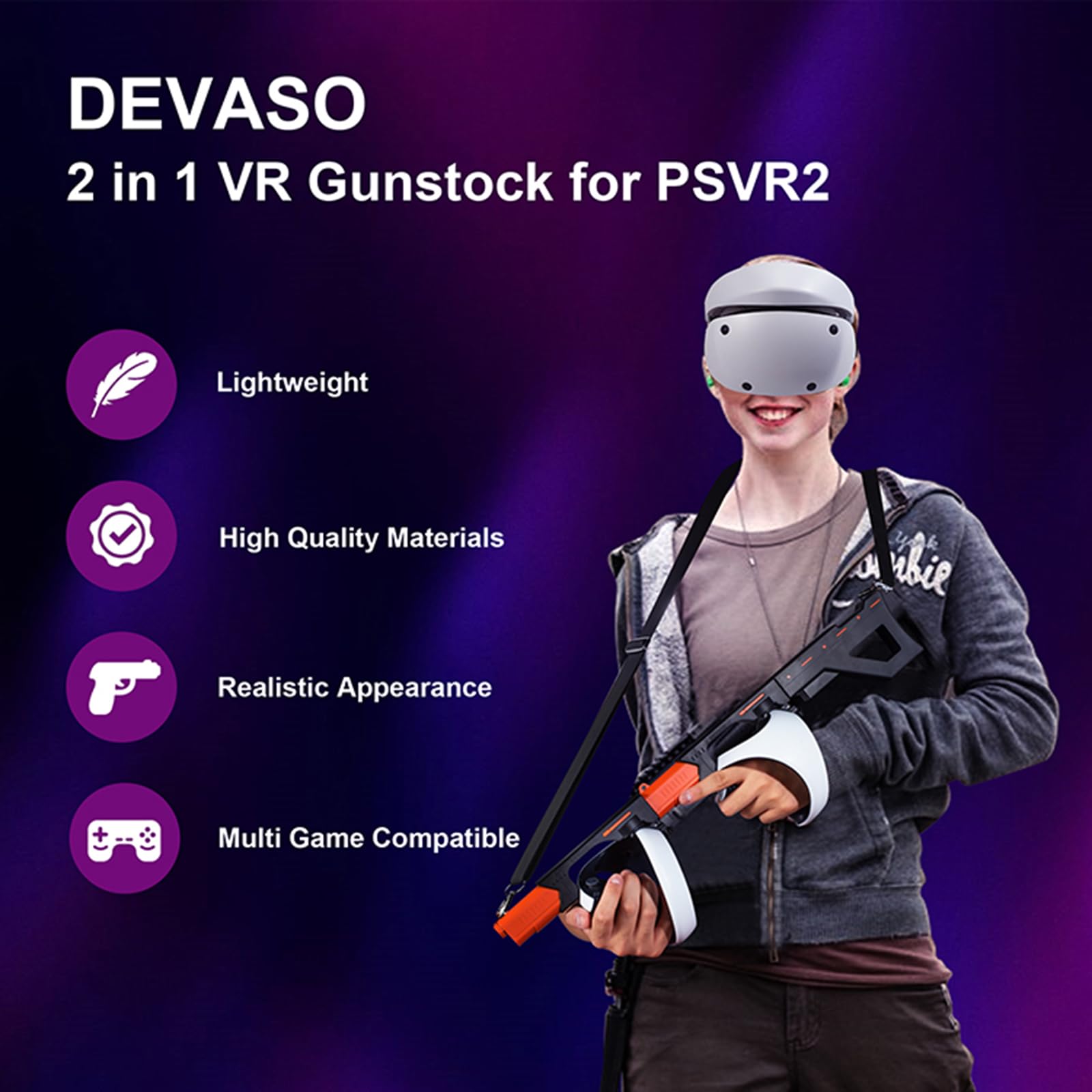 Support magnétique 2 en 1 pour manette de réalité virtuelle (noir) pour poignée PSVR2, support de prise de vue à libération rapide pour Playstation VR2