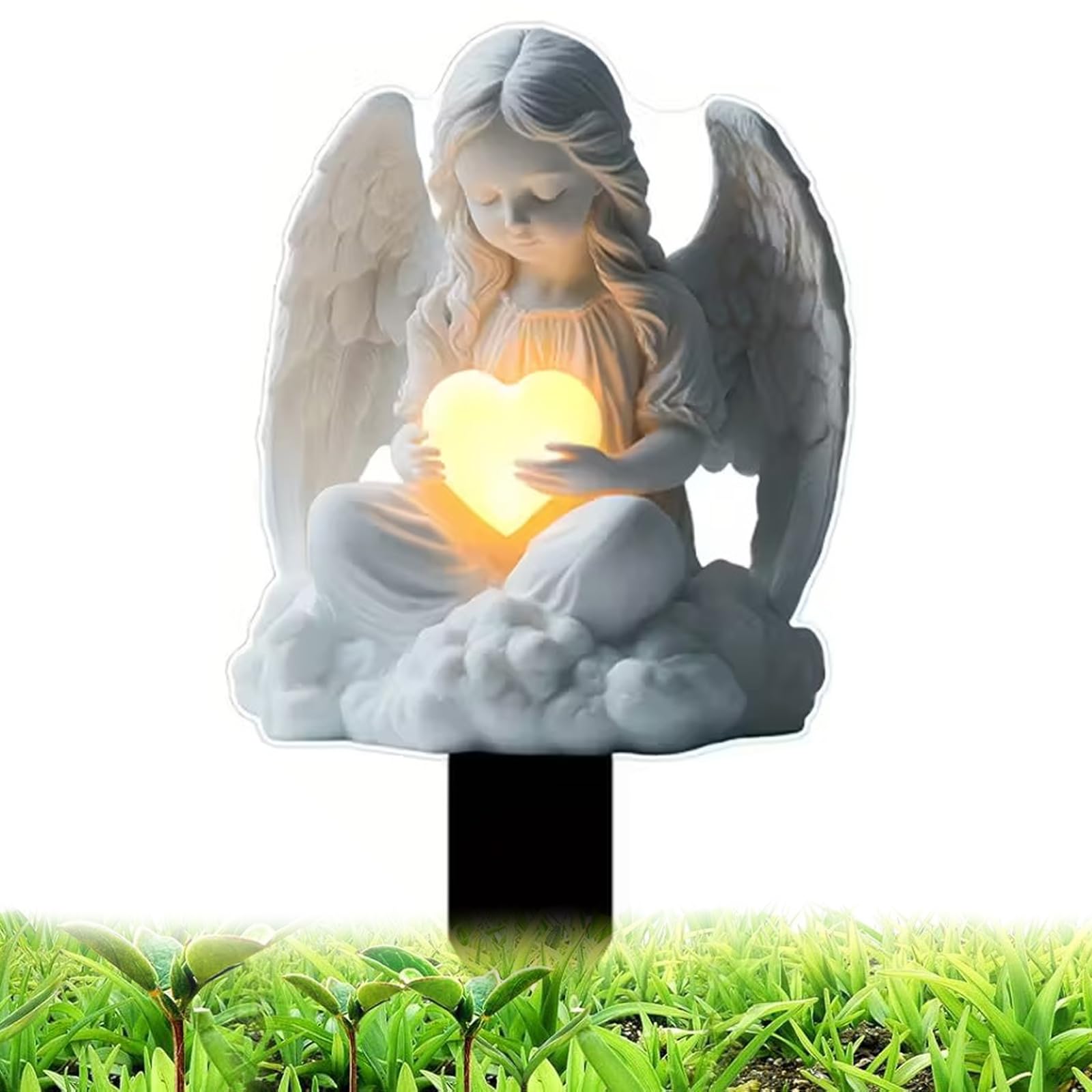 Miniature Figure Angel, Weatherproof Angel Grave Cemetery, 20 × 12 cm Garden Stake Grave Decoration, Mini Angel Figurine for Cemetery, Gravesite, Flower Pot and Farm Decoration