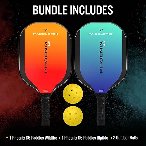 Miniatura 6 de Paddletek Phoenix G6 - Paleta de pickleball profesional con núcleo de panal, superficie de policarbonato, núcleo de policarbonato de grafito y