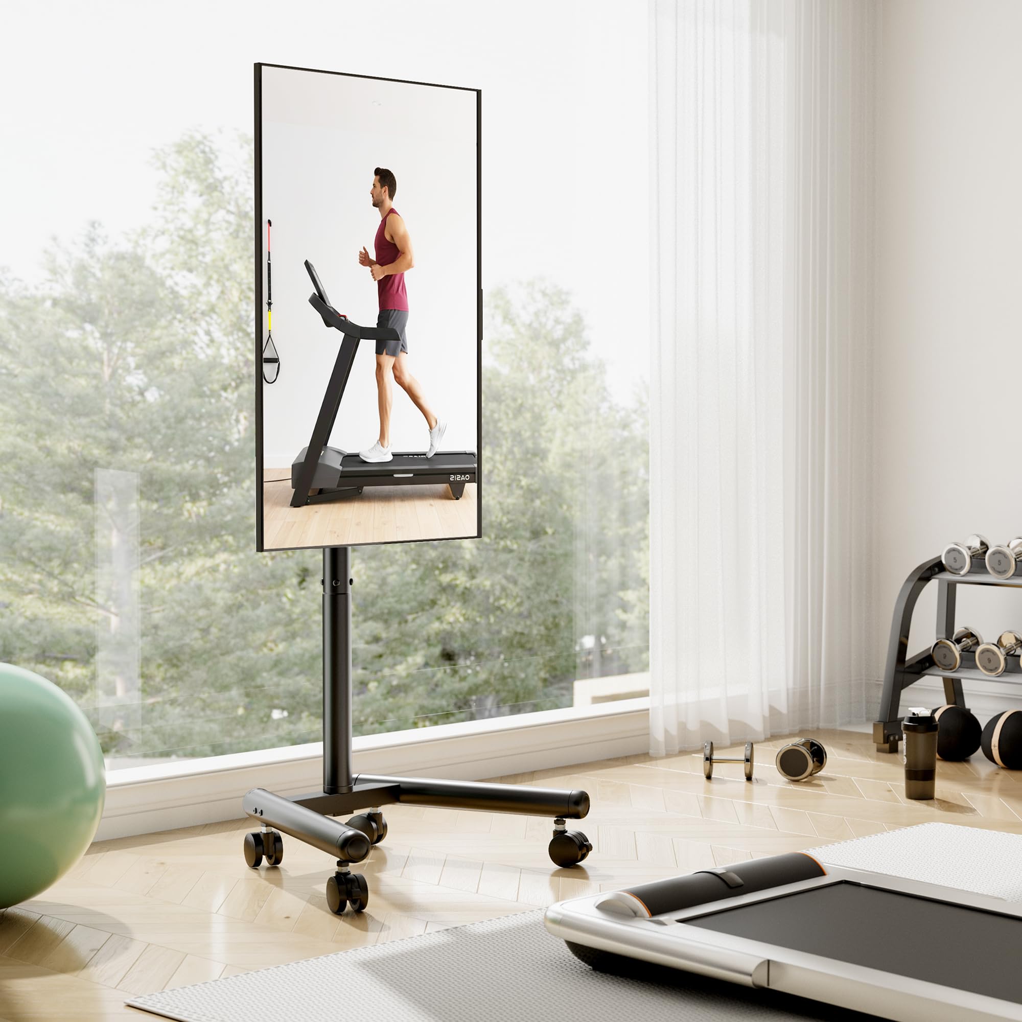 Soporte TV con Ruedas 13-50" | Soporta 25 kg, VESA 200x200, altura ajustable, giro 360° e inclinación, ruedas silenciosas, diseño ahorra espacio