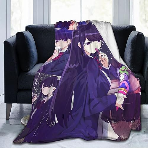 Manta de collage de anime Komi Can't Communicate, ultra suave, de microforro polar, acogedora, cálida, adecuada para todas las salas de estar,