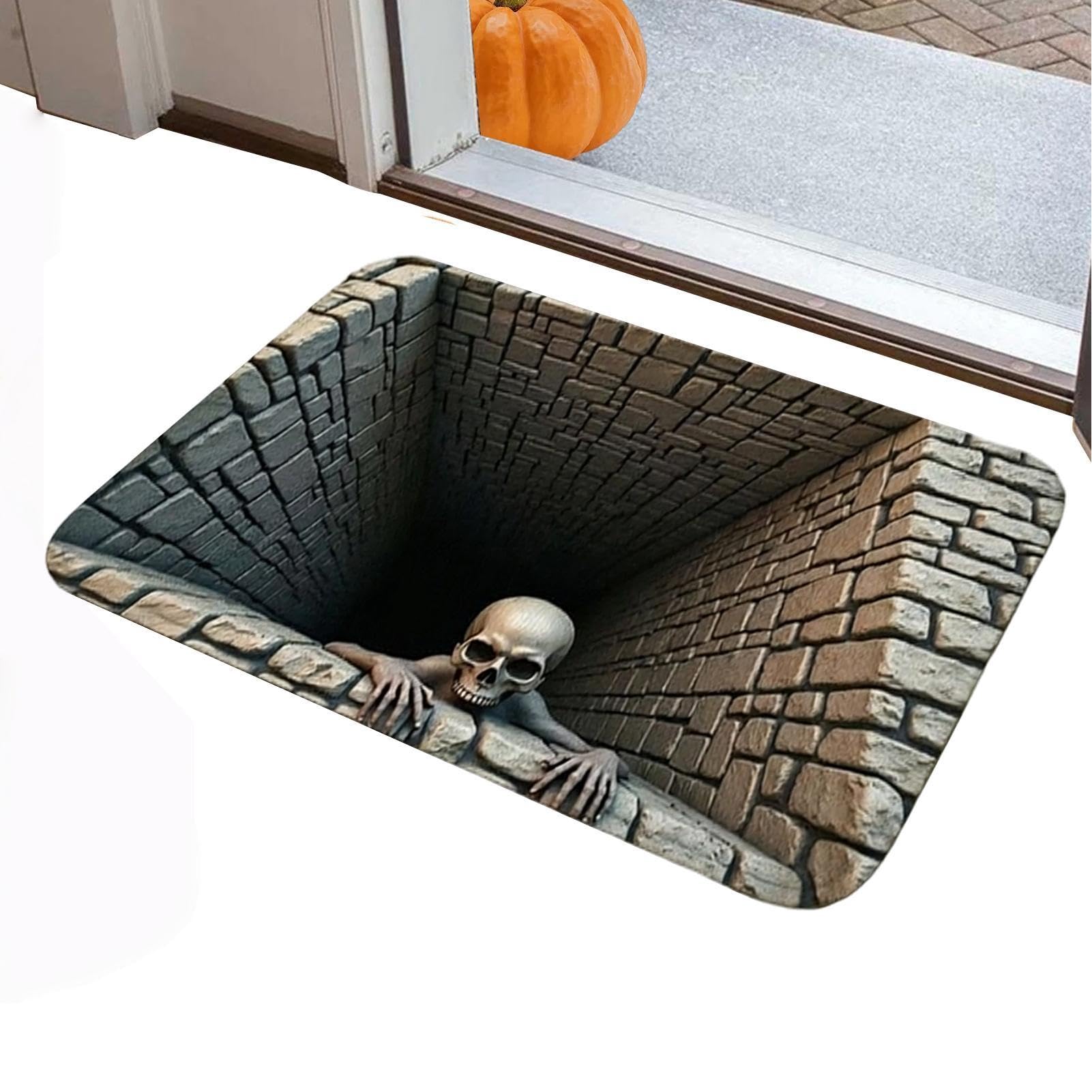Tappeto decorativo rettangolare con foro visivo 3D | Tappeto antiscivolo per Halloween, per casa, soggiorno, vacanze, bagno, vasca da bagno e ingresso