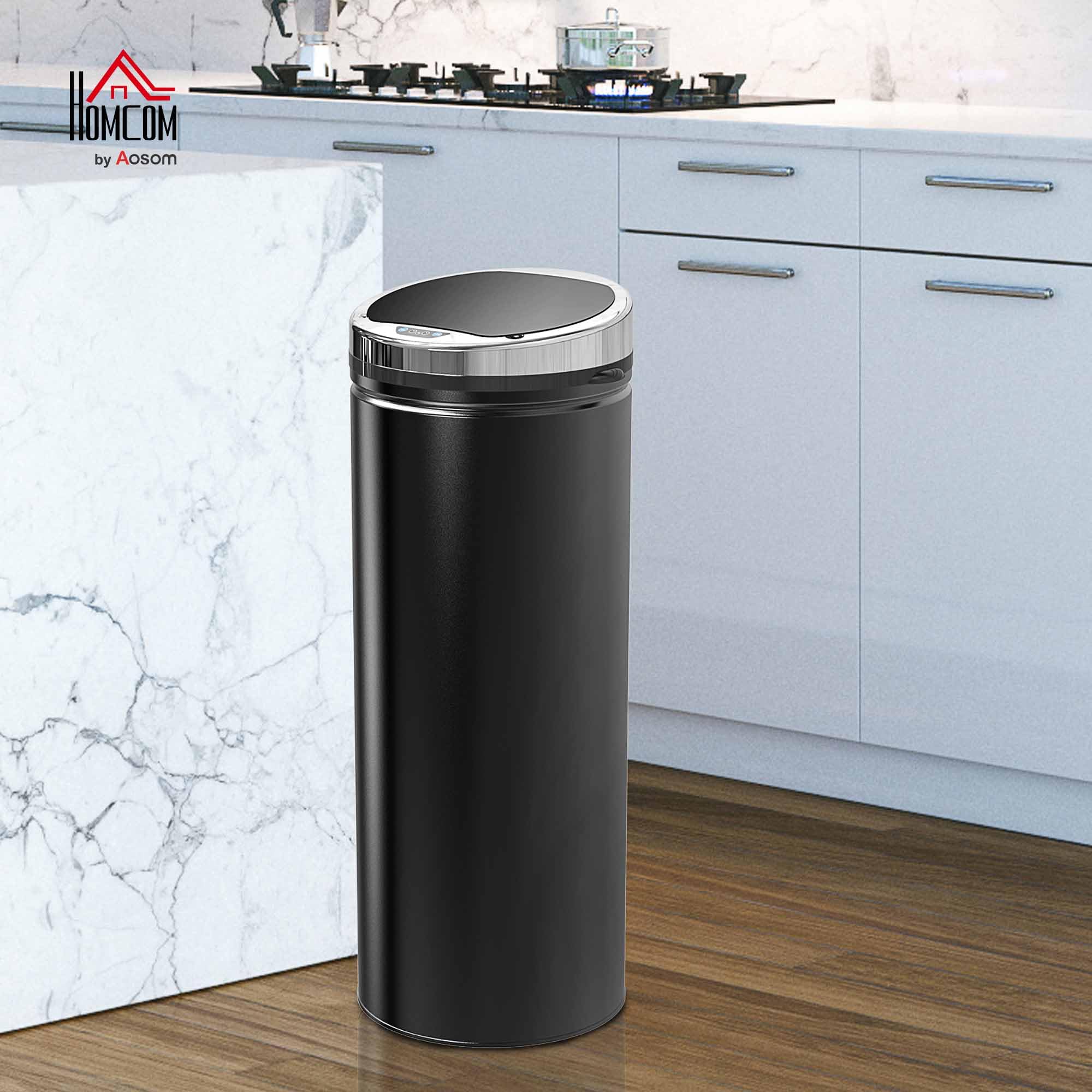 HOMCOM Sensor Mülleimer 50L mit Inneneimer für Küchen Büro Schwarz | Automatischer Mülleimer, Abfalleimer, Bewegungssensor, Abfallbehälter, Müllbehälter, Schlafzimmer