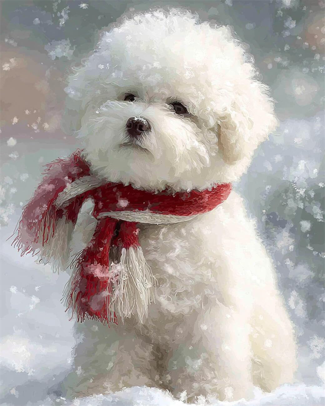 RKFLGEW DIY Bead Embroidery Kit Cartoon White Dog 50x70cm