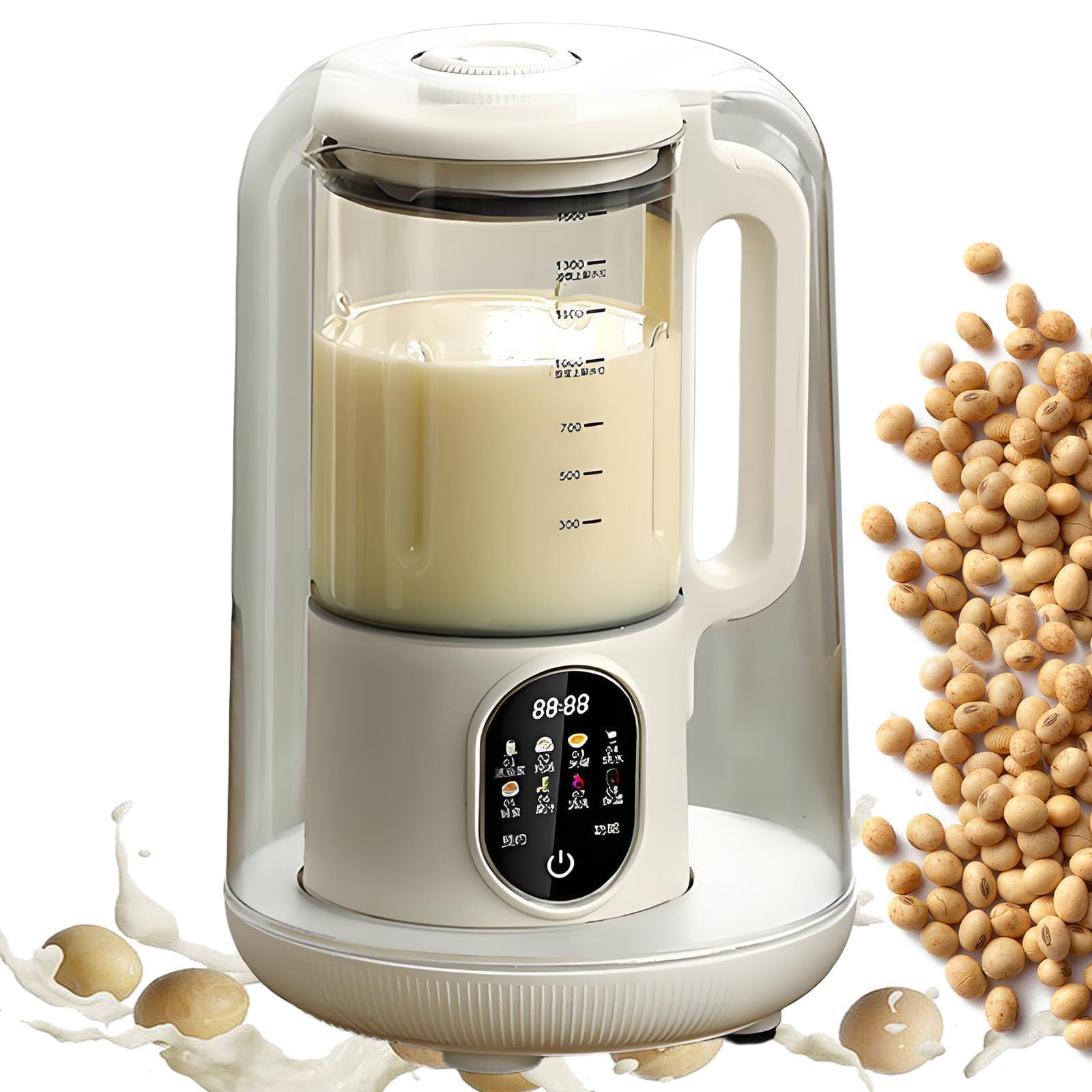 Ekspres do mleka sojowego, procesor do orzechów 1500 ml z automatycznym czyszczeniem, podgrzewaniem i opóźnionym startem do mleka sojowego, soku, mleka orzechowego i smoothie