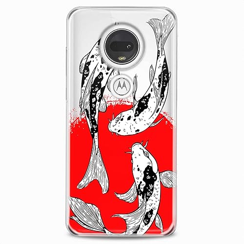 Miniatura 6 de Cavka Funda de TPU compatible con Motorola G9 G8 Plus G7 E20 P40 Z4 Edge 20 G22 Stylus Koi Fishes pintura flexible de silicona roja bonita impresión
