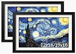 NIHO-JIUMA Wood Photo Frame, Fits 12 X 12 in / 30 X 30 cm Diamond Painting or Oil Paintings Photos, Pine Wood Picture Frames & Plexiglass (2-piece set, Black, With Mat)