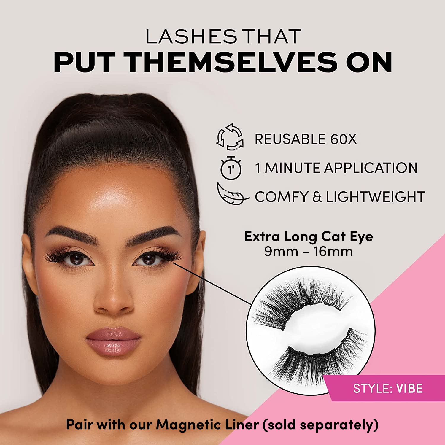 Amazon.com: Glamnetic Magnetic Eyelashes - Vibe | Long Magnetic