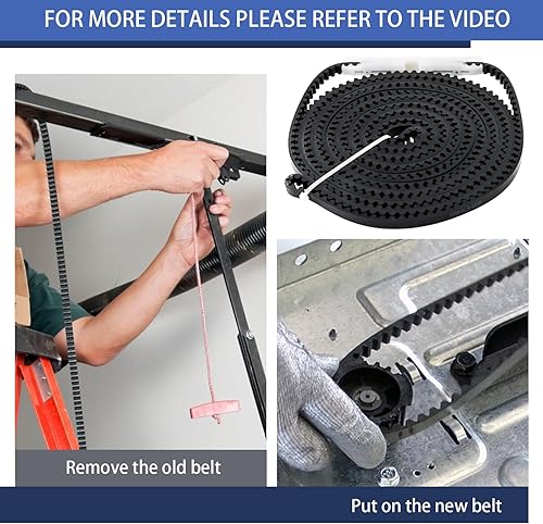 Miniatura 6 de Correa de transmisión 37561R.S para puerta de garaje de 7 pies, cinturón de apertura de puerta de garaje Genie de 223 pulgadas y ensamblaje de bala