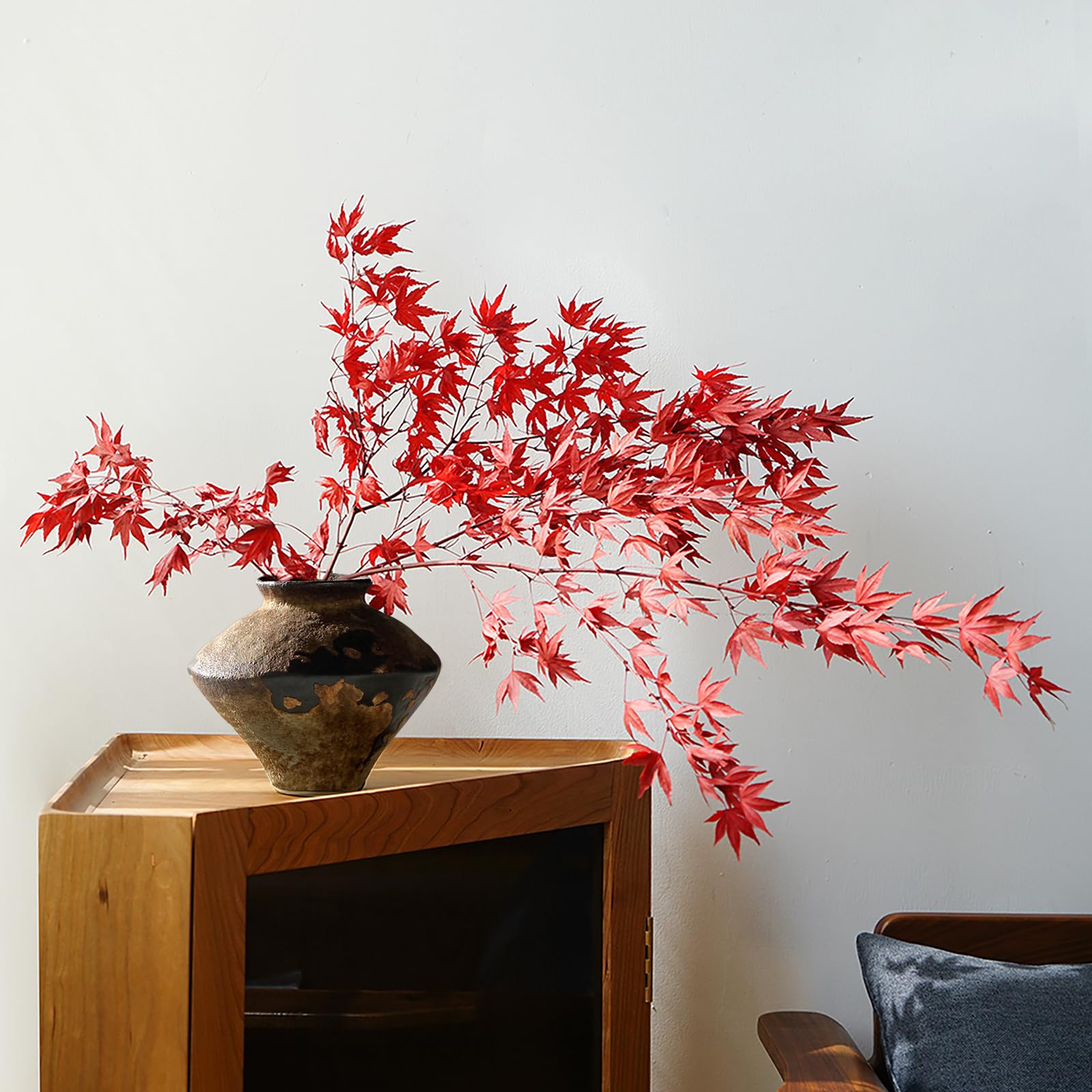 Jingdezhen - Jarrón rústico de cerámica marrón hecho a mano para plantas frescas y secas, centro de mesa, jarrón Wabi Sabi, decoración de casa de campo 4